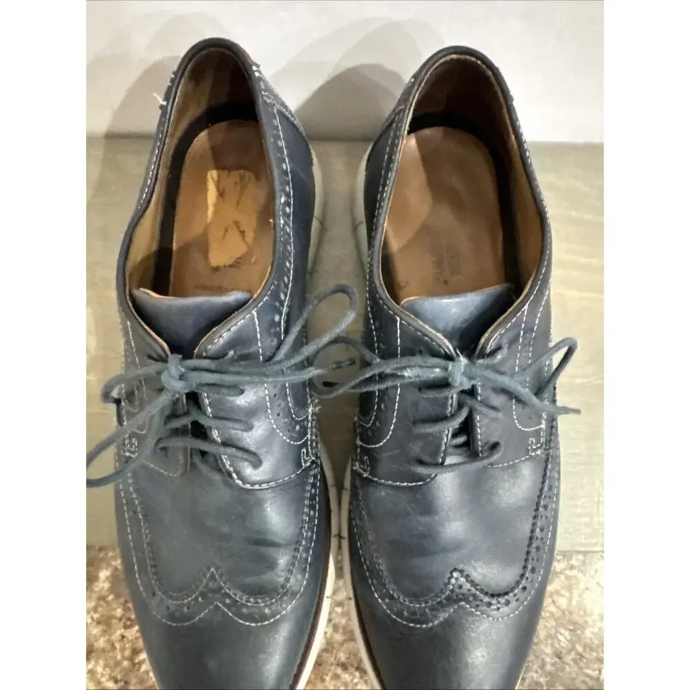 Johnston & Murphy Shoes Mens Sz 10.5 Memory Foam Navy Leather Wingtip 20-8369